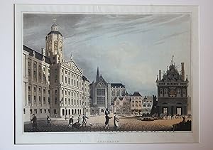 [Antique print, handcolored aquatint] AMSTERDAM (dam square), published 1815.