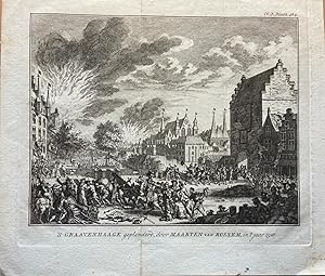 [History print, etching, ets, The Hague] 's Graavenhage geplonderd, door Maarten van Rossem, in '...
