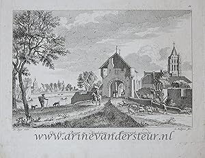 [Antique print, etching and engraving] De Oost Poort te Heukelum (West-Betuwe, Gelderland), op Oo...