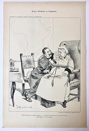 [Original lithograph/lithografie by Johan Braakensiek] Keizer Wilhelm in Engeland, 26 November 18...