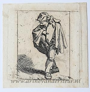 [Antique print, etching] Man with his hand in his coat (man met hand op de borst), published ca. ...