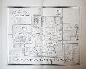 [Cartography The Hague, antique print, etching] Nieuwe Kaart der Residentie 'S GRAVENHAGE (platte...