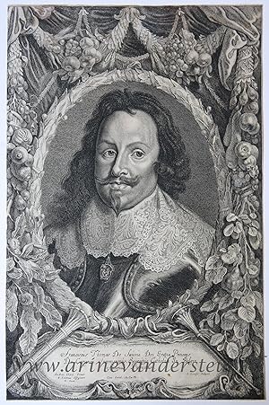 [Antique portrait print, etching and engraving] Portrait of Tommaso Francesco of Savoy, published...