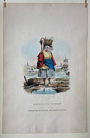 [Coloured lithography, Lithografie, The Hague] Scheveningsche Vischvrouw / Marchande de poisson, ...