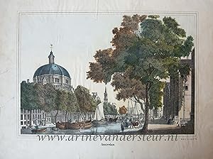 [Aquatint, handcolored] Singel in Amsterdam, published ca. 1802.