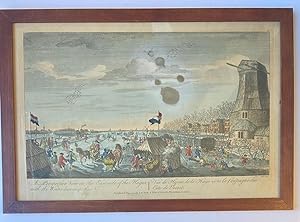 [Framed antique optical print, handcolored etching and engraving, opticaprent in lijst] Winter vi...