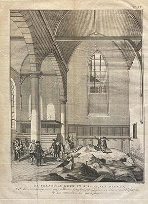 [Antique print, etching and engraving, The Hague] Opgravingen in de Franse Kerk te Den Haag, 1770...