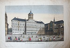 [Antique print, handcolored aquatint] VUE DU PALAIS ROYAL Á AMSTERDAM, published ca. 1830.