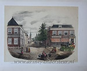 [Antique print, colored lithograph] Intrede te Scheveningen / Entrée de Schéveningue, published c...