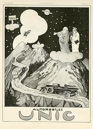 "AUTOMOBILES UNIC" Annonce originale entoilée L'ILLUSTRATION 6/12/1924