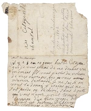 [Autograph Note Signed by Anne-Marie du Boccage, 18th-Century French Writer, Poet, Playwright, an...