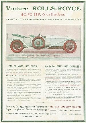 "ROLLS-ROYCE" Annonce originale entoilée LA VIE AUTOMOBILE 1911
