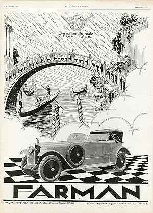 "FARMAN (VENISE)" Annonce originale entoilée illustrée par VILPELLEY et parue dans L'ILLUSTRATION...