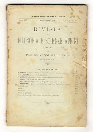 RIVISTA di filosofia e scienze affini, diretta dal prof. Giovanni Merchesini. Anno VII. Vol. I (X...