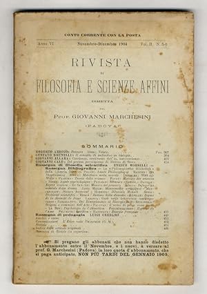 RIVISTA di filosofia e scienze affini, diretta dal prof. Giovanni Merchesini. Anno VI. Vol. II, n...