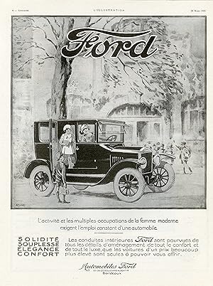"FORD" Annonce originale entoilée illustrée par ARNOLD et parue dans L'ILLUSTRATION (28/03/1925)