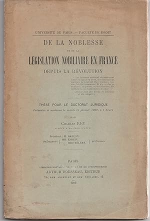 De la noblesse et de la législation nobiliaire en France depuis la Révolution