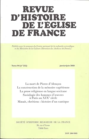 Revue d'histoire de l'Eglise de France. Tome 94 (N° 232). Janvier- Juin 2008. La mort de Pierre d...