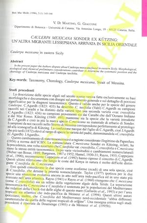 Caulerpa Mexicana sonder ex Kützing: un'altra migrante lessepsiana arrivata in Sicilia orientale.
