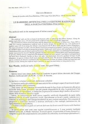 Le barriere artificiali nella gestione razionale della fascia costiera italiana.
