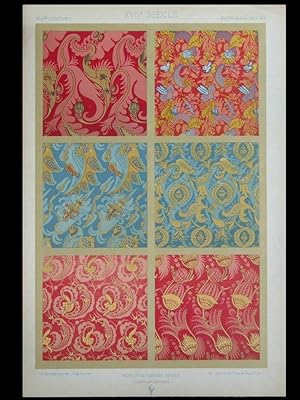 SOIERIES CHINOISES 17e siècle - LITHOGRAPHIE 1877 DUPONT-AUBERVILLE, LYON, VENISE, ORNEMENT TISSUS