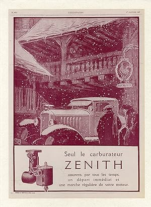 "CARBURATEUR ZENITH" / Annonce originale entoilée illustrée par ALO et parue dans L'ILLUSTRATION ...