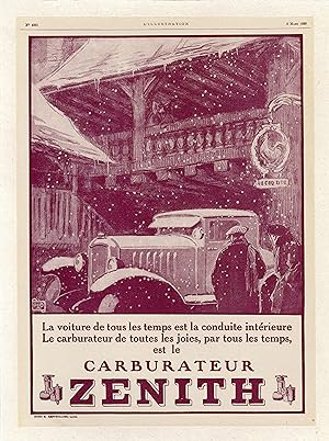 "CARBURATEUR ZENITH" / Annonce originale entoilée illustrée par ALO et parue dans L'ILLUSTRATION ...