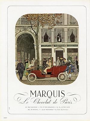 "MARQUIS LE CHOCOLAT DE PARIS" Annonce originale entoilée PLAISIR DE FRANCE 1947