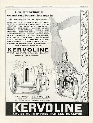 "KERVOLINE" Annonce originale entoilée illustrée par PIERMAR (PUB. MOURLOT) et publiée dans L'ILL...