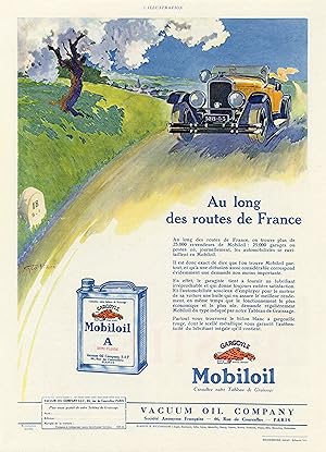 "MOBILOIL" Annonce originale entoilée illustrée par Géo HAM et parue dans L'ILLUSTRATION en 1928