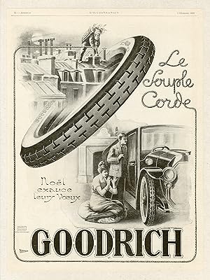 "GOODRICH" Annonce originale entoilée illustrée par Raoul GUINOT et publiée dans L'ILLUSTRATION d...