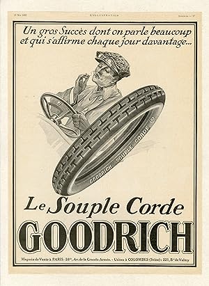 " Le Souple Corde GOODRICH" Annonce originale entoilée publiée dans L'ILLUSTRATION du 13 Mai 1922
