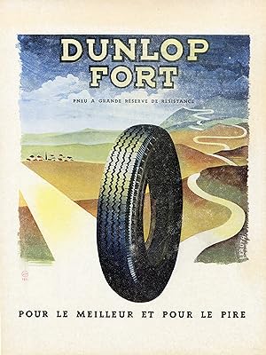 "DUNLOP FORT" Annonce originale entoilée FRANCE ILLUSTRATION fin 40 par LERUTH