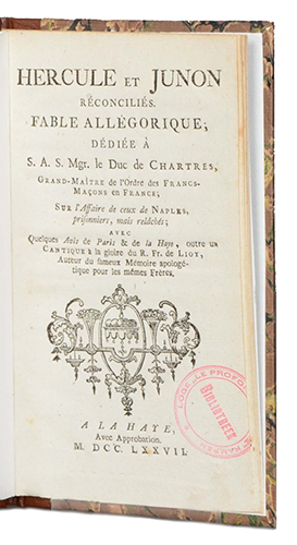Hercule et Junon réconciliés, Fable allégorique dédiée à S.A.S. le Duc de Chartres Grand-Maître d...