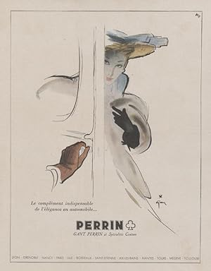 "GANT PERRIN" Annonce originale entoilée illustrée par GRUAU fin 40