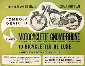 "MOTOCYCLETTE GNOME-RHONE" Affiche originale entoilée / Typo-litho IMPRIMERIE ALSATIA Colmar (1947)
