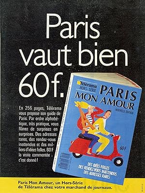 TÉLÉRAMA HORS-SÉRIE 1987: PARIS MON AMOUR Annonce originale entoilée