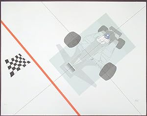 1985 Raymond Loewy Pencil Signed Lithograph Race Car