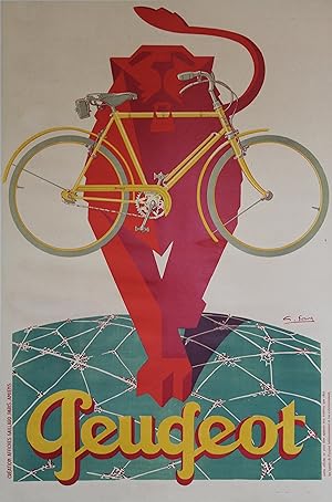 "CYCLES PEUGEOT" Affiche originale entoilée / Litho G. FAVRE / AFFICHES GAILLARD (vers 1930)