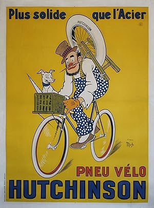 "PNEU VÉLO HUTCHINSON" Affiche originale entoilée / Litho MICH / Affiches GAILLARD Paris (1929)