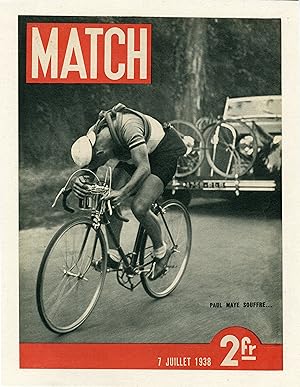 "Paul MAYE / TOUR DE FRANCE 1938" Couverture originale entoilée MATCH 7 Juillet 1938