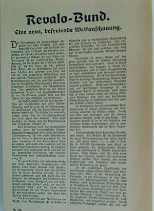 Revalo Bund. Eine Neue befreiende Weltanschauung.