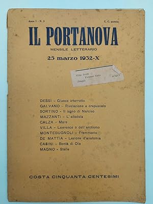 Il Portanova. Mensile letterario, anno I, n. 3, 25 marzo 1932