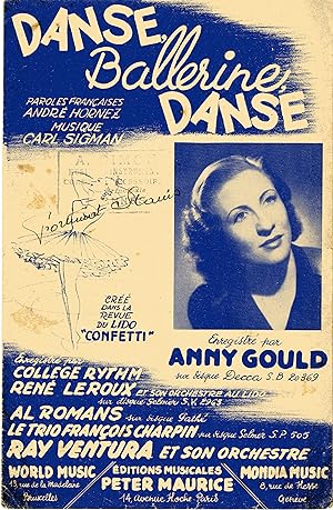 "DANSE BALLERINE DANSE" Paroles française de André HORNEZ / Paroles anglaises de Bob RUSSEL / Mus...