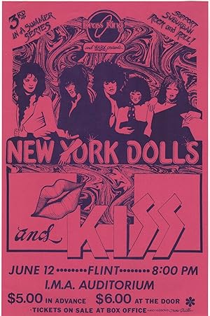 [Original Poster for a 1974 New York Dolls & Kiss Concert at the I.M.A Auditorium in Flint, MI]