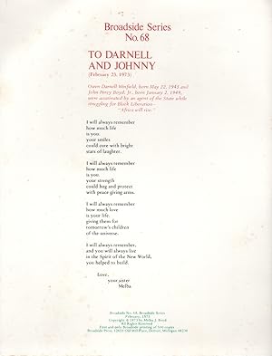TO DARNELL AND JOHNNY (Broadside No. 68)