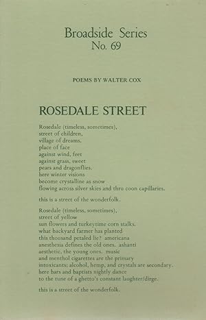 POEMS BY WALTER COX (Broadside No. 69)