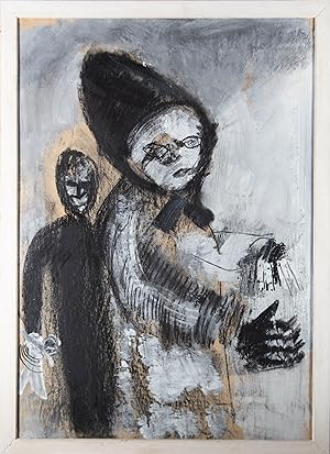 M. Terry - 1987 Mixed Media, Woman, Child And Doll