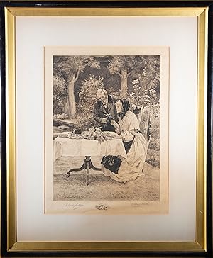 Walter Dendy Sadler (1854-1923) - 1919 Engraving, Tea In The Garden