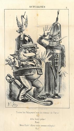 BISMARCK, Otto Fürst von (1815 - 1898). - Karikatur. "Toutes les palayeurs sont ils refenus de Pa...